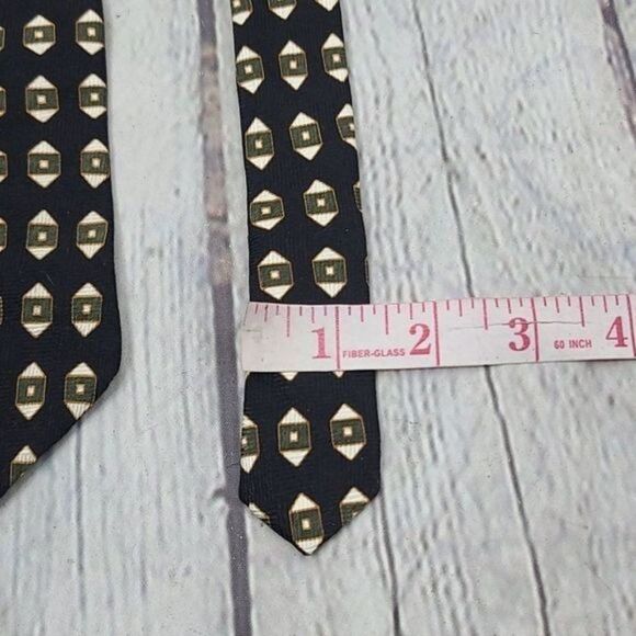 Vintage Neo Bill Blass Black Geometric Silk Tie - Picture 9 of 10